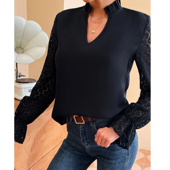 Boho black lace blouse - Picture 5 of 6